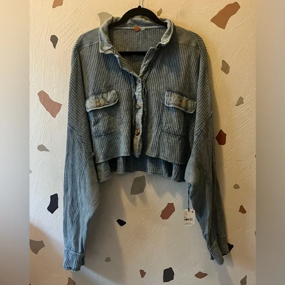 NWT Free People | FP One Cropped Scout Jacket in Blue size XL - Picture 5 of 10